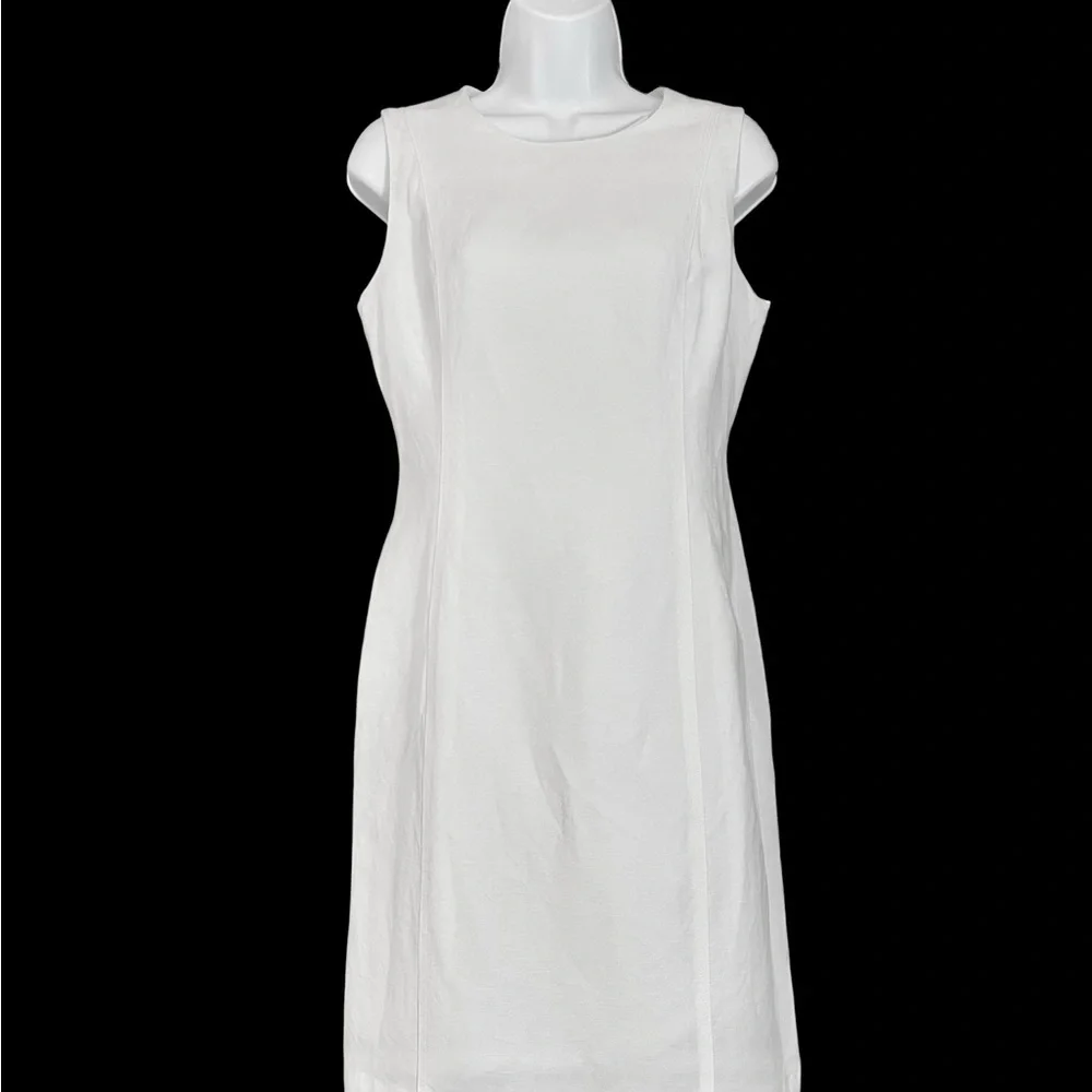 Calvin Klein White Midi Lined Scoop Neck Sleeveless Sheath Dress Size 6. - Picture 2 of 12